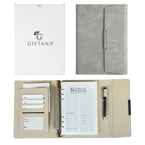 Image of Giftana Office Planner Notebook Diary with Magnetic Lock, PU Leather Organizer Diary for Office Personal Daily Planner Notebook Diaries, New Year Corporate Gifts for Employee (Grey)