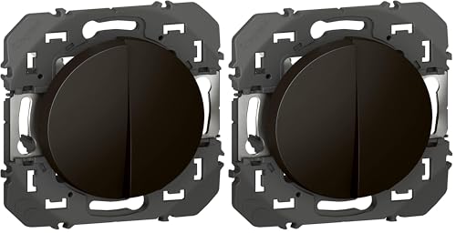 LEGRAND - Interrupteur Mural Double ou Va-et-vient 10AX dooxie - Commande d'Éclairage (Sans Plaque) - Prêt à Installer - Fabriqué En France - Noir (Lot de...