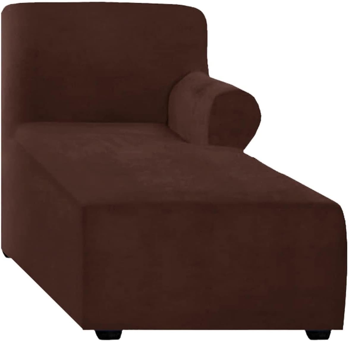 Konsilsa Velvet L-Shaped Sectional Chaise Lounge Slipcover with Armrest Protection, Sofa Cover for Living Room (Color : Coffee, Size : Rightarmrest)
