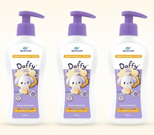 Image of Daffy Baby Moisturizing Lotion by Mankind, pH 5.5 for Sensitive Skin, 200ml (Pack of 3)