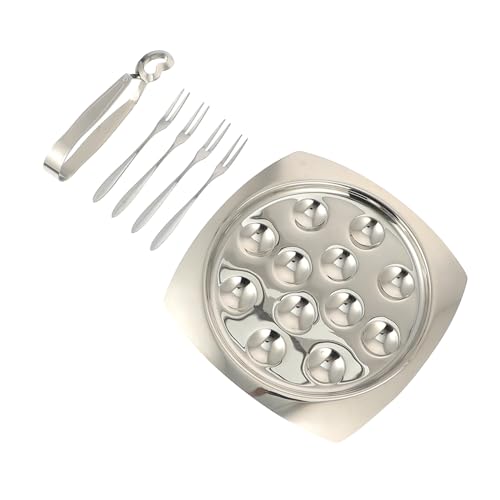 INOOMP Kit Piatto Per Lumache Piatto Da Ristorante Pinze Resistenti Al Calore Forchette e Pinze Utili Per Lumache