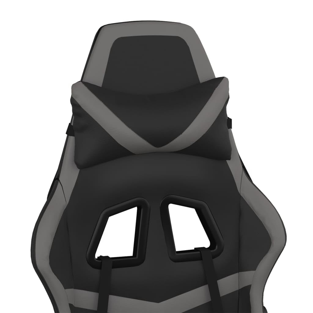 Gecheer Sedia da Gaming, Sedia Gaming, Sedia Girevole Ergonomica, Sedia Gaming Ergonomica, Sedia da Ufficio Regolabile, Sedia Gaming Reclinabile, Nera e Grigia in Similpelle