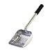 Brask Pet Cat Litter Scoop - Large Sized 2 in 1 Sifter and Scoop - Long Handled Litter Box Scooper - Aluminum Metal with Soft Grip Handle