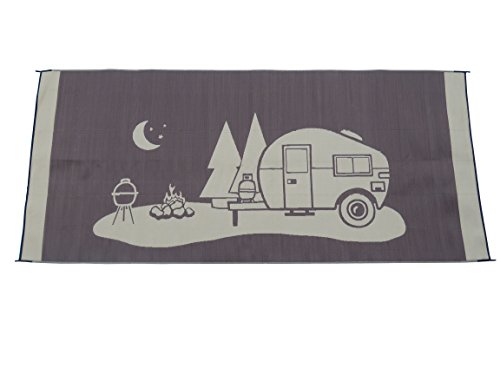 Snowbird Light Reversible Mat- Happy Camping (Brown 8 ft. x 18 ft,)