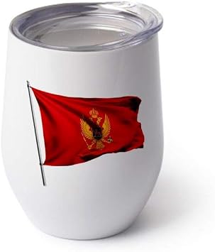 ExpressItBest 12oz Insulated Wine/Coffee Glass - Flag of Montenegro Montenegrin - Many Options
