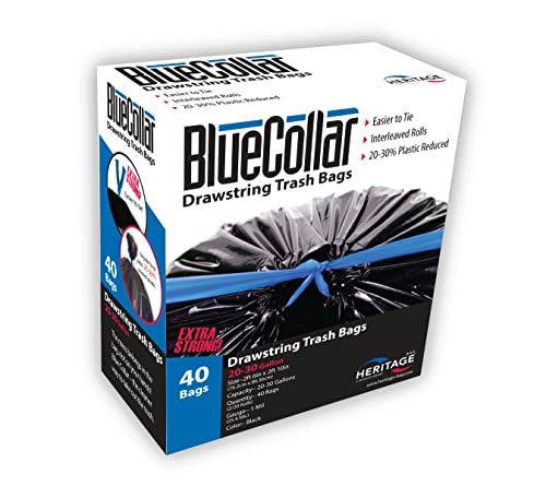 Image of Blue Collar 20-30 Gallon Can Liner by Heritage Bag Co. 1 /50 30x43 1.2 Mil Black