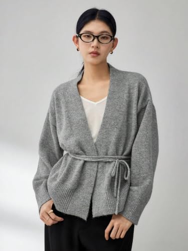 Image of WDIRARA Women's Wrap Long Sleeve Tie Front Cardigan