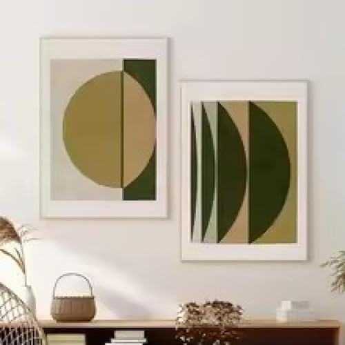 Tableau vintage géométrique colorblock et affiche fleur bohème scandinave pour déco murale