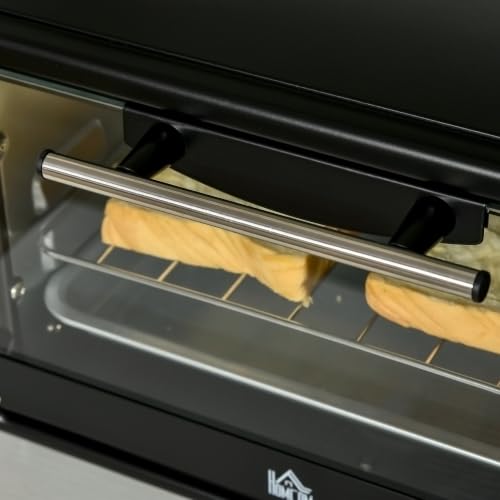 Miniatura 8 de Homcom Horno Eléctrico Sobremesa 10 Litros 750w Horno Eléctrico Pequeño Con Temperatura Hasta 230 Temporizador 60 Minutos Bandeja Y Rejilla 36,5x26x22 Cm Negro