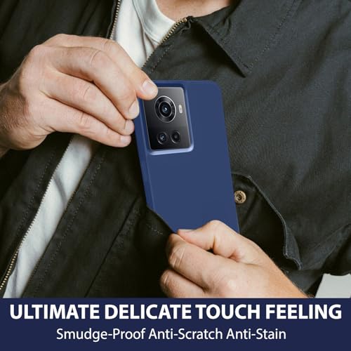 Image of LIRAMARK Liquid Silicone Soft Back Cover Case for OnePlus 10R 5G / 1+10R 5G (Midnight Blue)