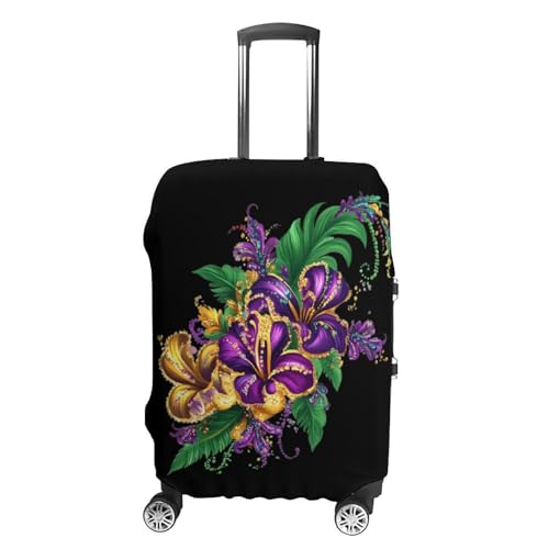Mardi And Gras Fleur De Flowers Travel Luggage Cover for Suitcase 19-32 Inches Elastic Washable Baggage Protector