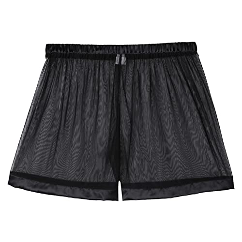 Men's See Through Shorts Mesh Loose Breathable Underwear Cover up Boxer Trunks4