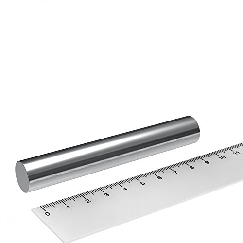 5 x Neodym Stabmagnet, 15 x 100 mm, Grade N35, vernickelt, Zylinder, magnetisiert durch 100 mm