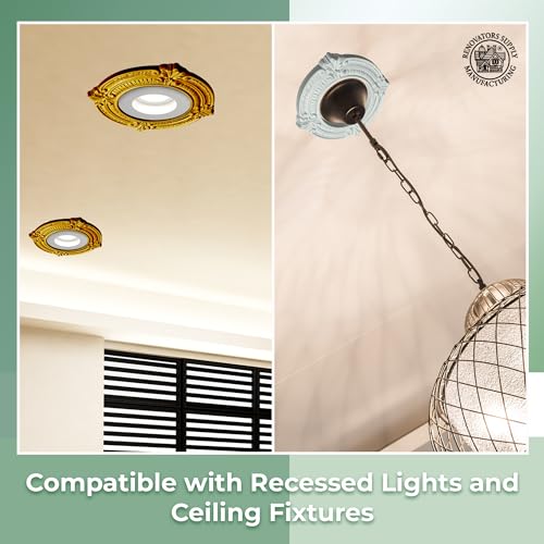 Image of Renovators Supply Manufacturing Pack of 5 Ceiling Light Trim Medallion 10'' Polyurethane White