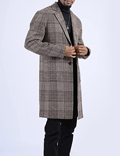 image for Springrain Men's Wool Blend Pea Coat Notched Collar Single Breasted Ov