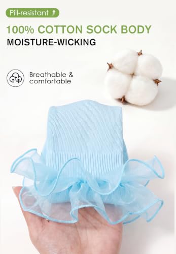 Image of Komorebi Big Ruffle Ankle Socks Lace Frilly Cotton Socks for Women Girls