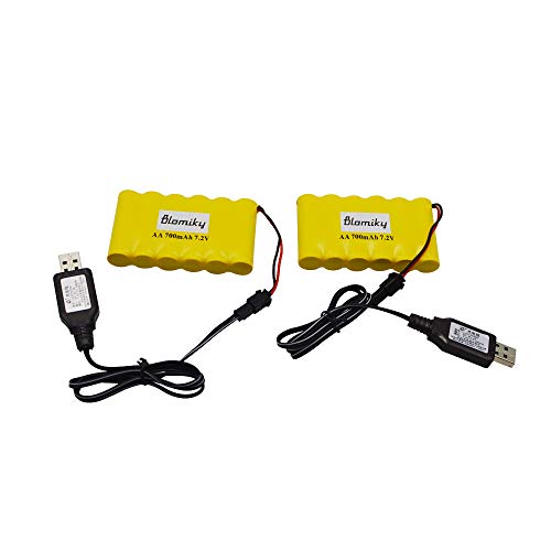 Bloimky 2 Pack 7.2V 700mAH NiCd AA Battery Pack and USB Cable for Old Version 15 Channel 2.4G Huina 1550 550 RC Excavator 7.2V NiCd Battery and USB 2 by Blomiky - Image 5