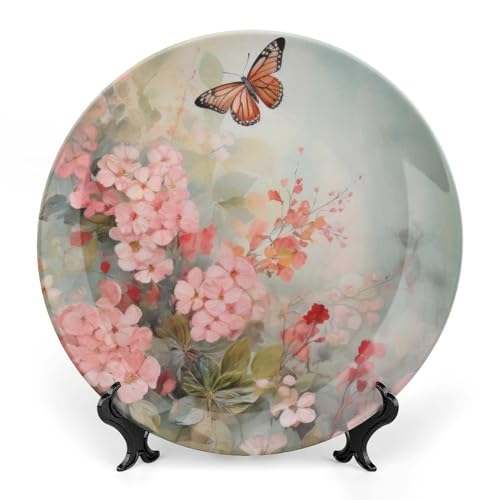 Decorative Plate for Wall Hanging, Watercolor Flowers Ceramic Plate, Funny