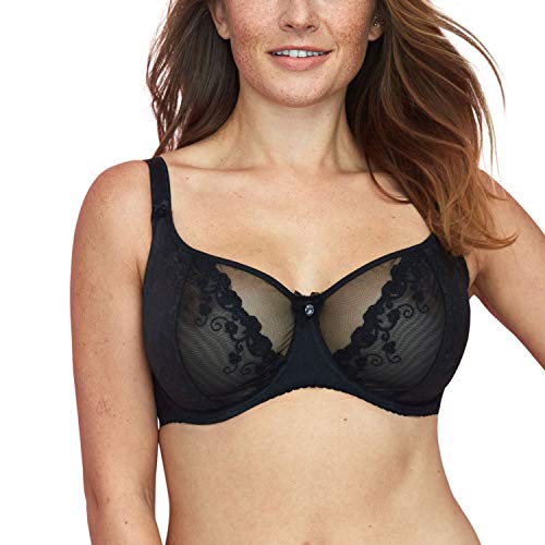 Gaia Sujetador Sin Relleno con Bordado para Mujeres 786 Florence, Negro,105D