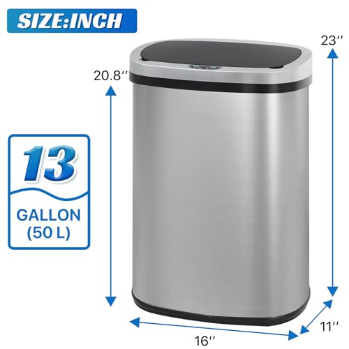 Caneca de Basura de Acero Inoxidable 13 Gal Ovala miniatura 2