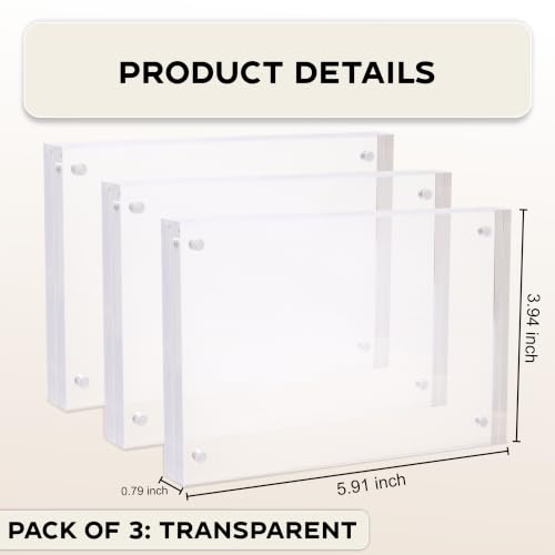 4x6 Acrylic Picture Frames 3 Pack, Clear Magnetic Photo Frames,Desk Display by Pictomagna - Used condition - Image 3