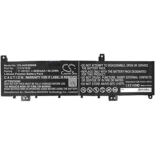 TECHTEK Batteria notebook 4050mAh compatibile con [Asus] N580, N580GD, N580GD-DB74, N580GD-DM230T, N580GD-E4047T, N580GD-E4171T, N580GD-E4189T, N580GD-E4288T, N580GD-E4382T, N580GD-E4405T, N580GD-FI0