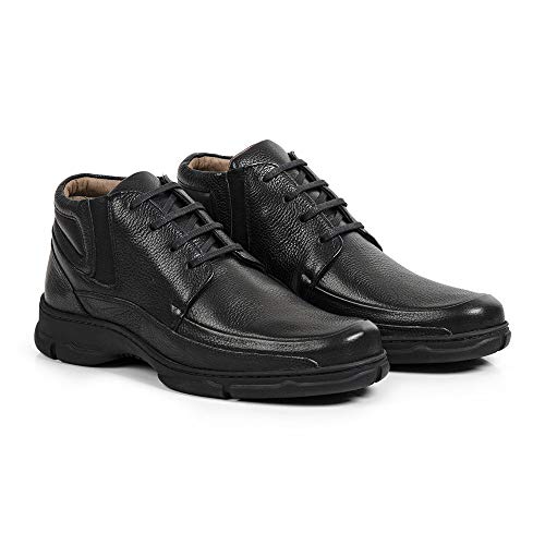 Coturno Linha Extremo Conforto Couro Floater Sem-stress Medical Line - 0111 - Preto Cor:Preto;Tamanh