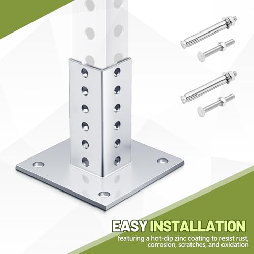 MorningRo 2 Pcs Square Sign Post Anchor Base for 1-1/2" x 1-1/2" Sign Post with Bolts Street Bracket Fixed Square Base for Concrete and Asphalt by MorningRo - Image 5