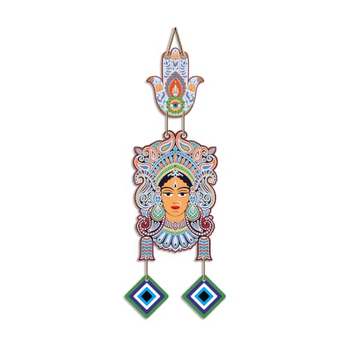 Image of Artvibes Tribal Goddess Face Evil Eye Wall Hanging for Home Decor | Ethnic Indian Wall Art with Nazar Protection | Positive Energy Vastu Decorative Item for Living Room | Gift (WH 85150N)