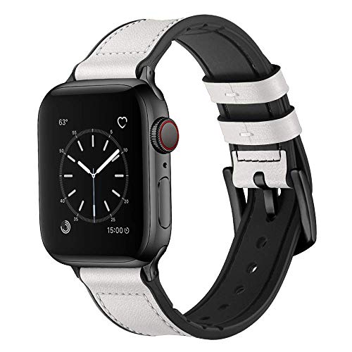 Leather strap for band 44mm 40mm 45mm 41mm 42mm 38mm Genuine Leather correa bracelet iWatch series 5 4 3 SE 6 7 band (Band Color: white, Band Width: 42mm or 44mm)