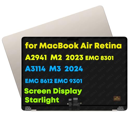Image of A2941 Screen Replacement for MacBook Air A2941 M2 A3114 M3 EMC 8301 2023 Retina 661-34704 2880X1864 Full LCD Screen Display Assembly Starlight