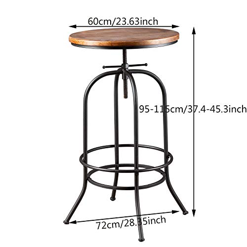 Vintage Bar Set For Kitchen Dinning Room Office Coffee House Pub Includes Rustic Pub Table(37.4-45.3Inch) And Industrial Set Of 2 Bar Stools With Backrest(26-32Inch) #TOP2
