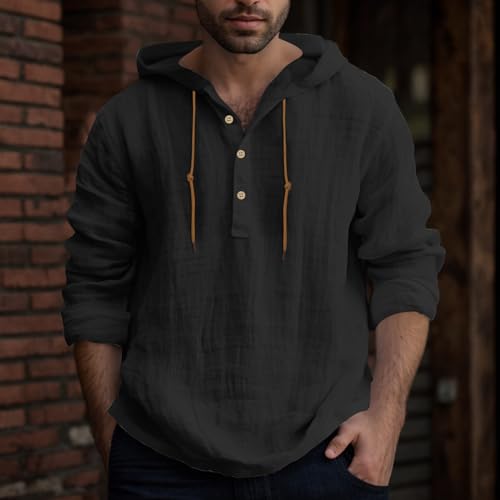 Image of Stretch Comfort Fit Work Shirt Moisture-Wicking Technology Hidden Button Placket for All-Day Comfort, Business Casual Solid Color Casual Button Hooded Shirt Top Hooded Shirt Black