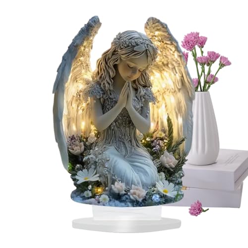 Ornamento a forma di angelo, in acrilico 2D, con preghiera, decorazione natalizia, centrotavola decorativo, per tavolo, mensola esterna, armadio, giardino,