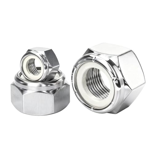 BOLDGNAITE 180pcs 6#32 Nylon Insert Lock Nuts, 304 Stainless Steel Nylock Nuts, Inch SAE Coarse Thread Self-Locking Hex Nuts, Reusable Anti-Loose Corrosion Resistant