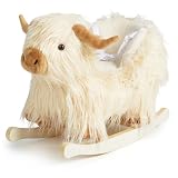 Baby Rocking Horse,Highlander Cattle Rocking Toy for 1+ Year Old Boys and Girls Rocking Horse for Kids Room Nursery Birthday Party Shower Gift Wood Animal Rocker French Design 3-Side Seat PP Cotton