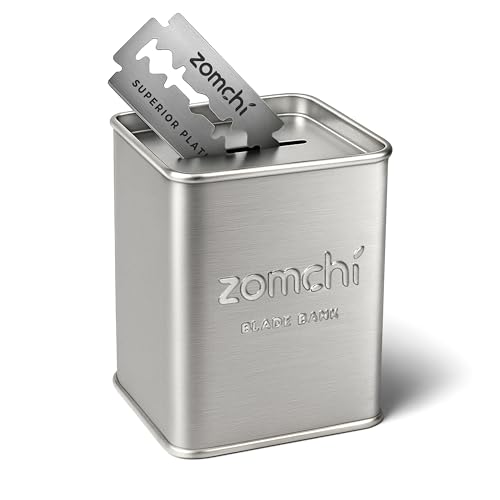 ZOMCHI Blade Disposal Container for Safety Razor Blade Storagement,Razor Blade Disposal Container (Silver)