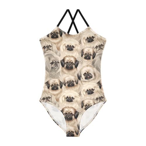 ALAZA Funny Dog Puppy Animal Girls Swimsuit Bathing Suit Beach Swimwear One Piece 7-8T Multicolor