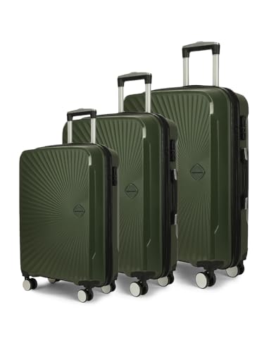 Image of MOVE-MEANT TREKIFY Small, Medium & Large 55, 66 & 75 Cm Suitcase 8 Wheels Number Lock Polypropylene Olive Trolley Bag for Men & Women | 360 Degree Wheeling System Luggage