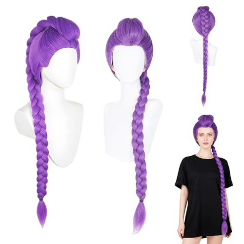 Weciau Long Purple Braided Wig, Cosplay Wigs, 43 Inches Anime Wigs, Kpop Wig, Dress Up Accessories for Cosplay, Carnival, Birthday, Anime Conventions