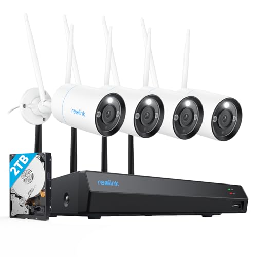 Reolink 5MP WLAN Überwachungskamera Set Aussen, 5GHz/2,4GHz Wi-Fi, 12CH NVR mit 1TB HDD, Erweiterbar auf 16TB, Vollmetallmaterial, KI Erkennung, 30m Nachtsicht, 24/7 Aufzeichnung, RLK12-500W