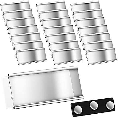 Magnetische Aluminium Namensschilder Magnet Namensschilder mit Papier Schlitz Eloxierte Transparente Metall Namensschild mit Doppelmagnet, 72 x 32 mm, Silber (20 Stück) Cover