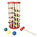 Produktbild Klassisches Desktop Spiel, Pound and Roll Wooden Tower Toy mit Hammer Helle Farbe Knock The Ball Off Ladder Freizeitspiel
