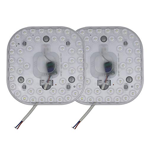 ZFQ 2er Pack LED Nachrüst Umrüst Modul mit Magnethalter, 24W, 6500K Kaltweiß, 158mm × 158mm, 2200 Lumen, AC 165-265V, anschlussfertig für Deckenleuchte Ringlampe Rundlampe Röhrenlampe, Nicht Dimmbar