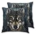 Produktbild DECISAIYA Dekorativ Kissenbezüge 2er-Pack,Wolf Animal Dog Stare,Outdoor Wurf Zierkissenhülle,Kissenhülle für Sofa Schlafzimmer Polyester 55x55cm