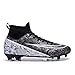 BUFUHA Men's Wide Cleats ag/fg Soccer Cleats for Men, Boys/Girls Flag Football Cleats High Top Training Soccer Shoes Outdoor Soccer Boots Black/White