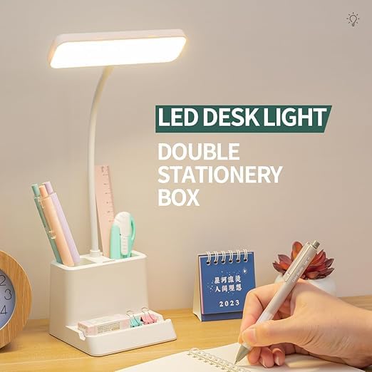 Image of CYNVEXA Rechargeable Stable Desk Lamp with USB Type C Cable | 3 Color Modes | 6 Month Warranty | Mobile Holder | Eye Protection | Touch Control | Non-Flickering-LED,Plastic