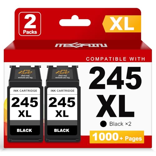 MEGAIN 245XL Compatible Ink Cartridges Replacement for Cannon PG245 245 XL PG245 XL for Canon PIXMA MG2525 MG3022 MX490 TS202 TS3322 TR4520 TS302 TR4527 Printer Ink Cartridge (2 Black Combo, 2 Pack)