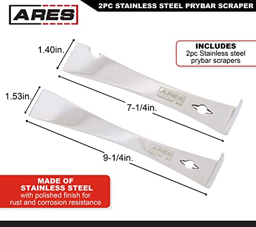 image for ARES 46018-2-Piece Stainless Steel Prybar Scraper Set - Ultra Sharp Sc