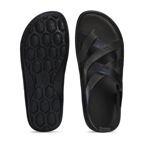 Image of MARDI GRAS Leather Sandals for Men | Casual Sandals with PU Sole & Foam Insole | Adjustable Straps, Breathable Leather Lining